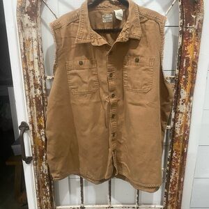 C.E. SCHMIDT Brown Sleeveless Button-Up Shirt 3X